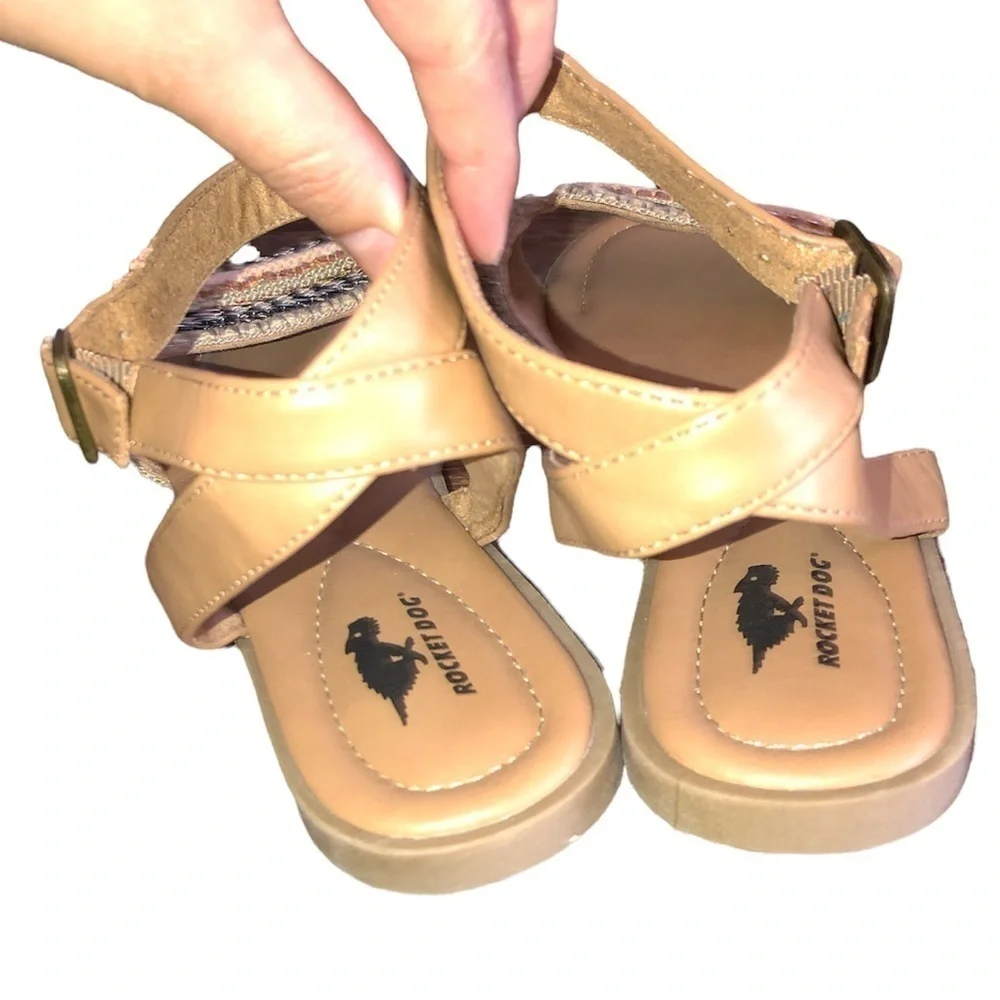 ROCKET DOG Sandals Women's Size 9.5 Brown Boho Shoes Textured Fabric Sequence